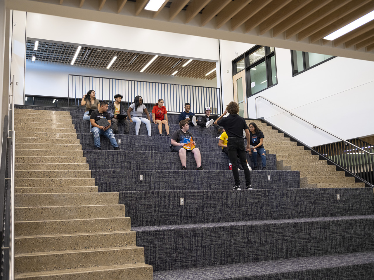 wyoming high school students gathered on steps